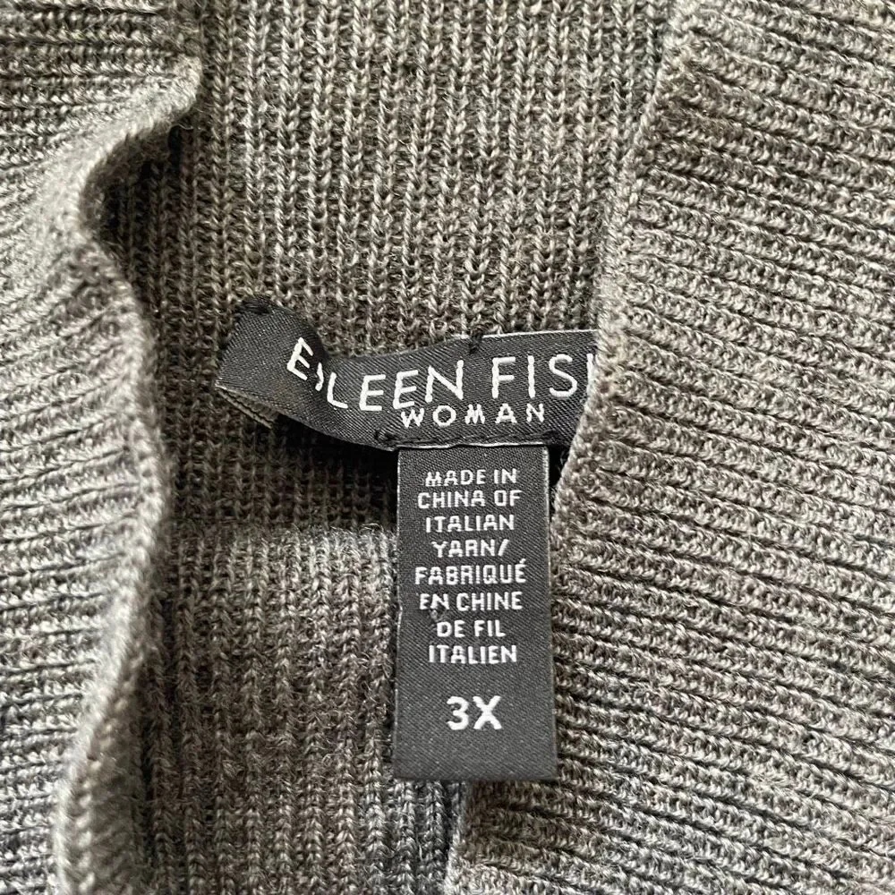 Eileen Fisher 3X grey merino wool sweater
